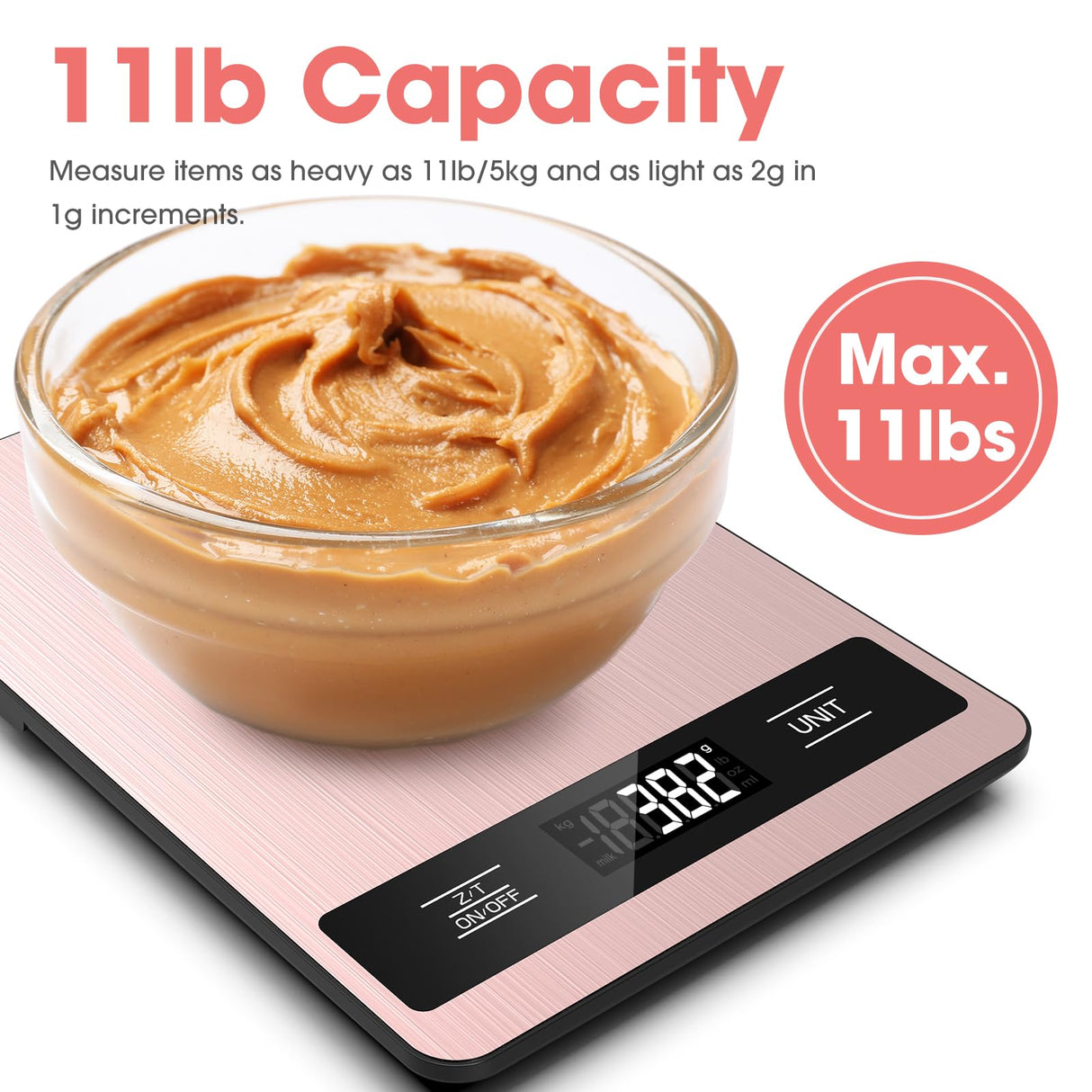 Suidreams Food Scale, 11lb Digital Kitchen Scale Weight Grams and Ounces for Baking, Cooking and Meal Prep, 1g / 0.1oz Precise Graduation with 6 Units and Tare Function, LCD Display & Stainless Steel SUIDREAMS