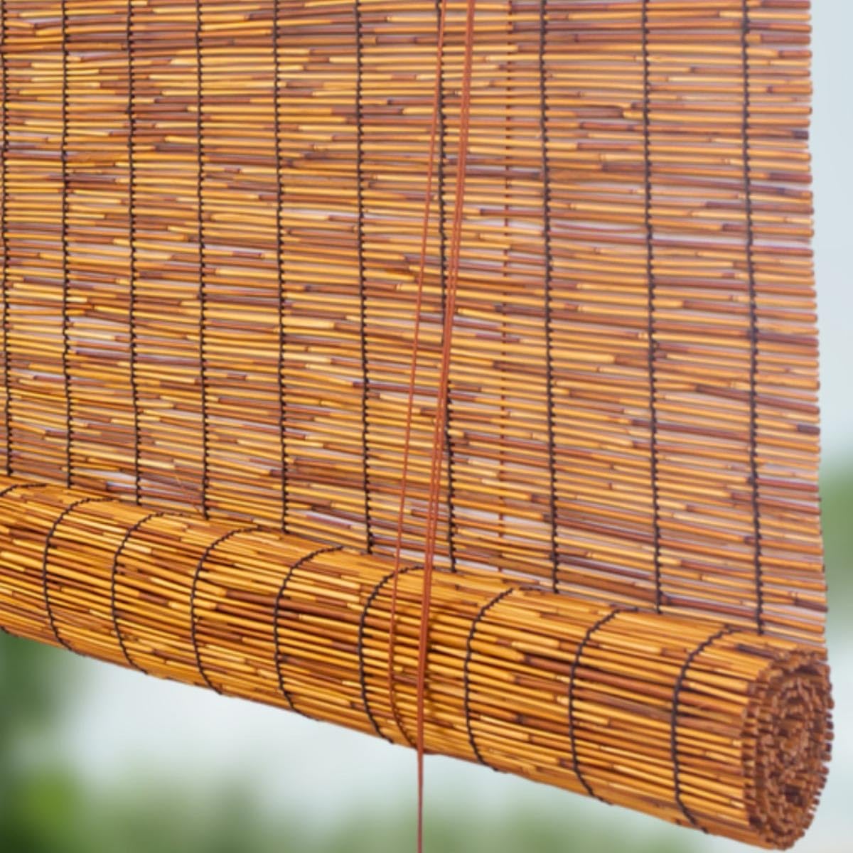 DISPRA Window Shade Blinds Bamboo Outdoor Patio Roll Up Blackout Shades 64" L x 36" 48" 23" 72" 33" 40" 56" 50" 60" 70" Cordless Light Filtering/Bamboo Window Roller Blind (Size : 64" L x 36" W) DISPRA