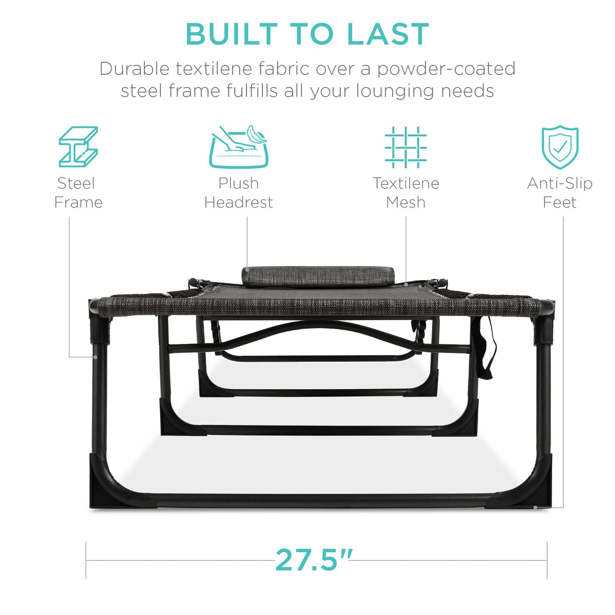 Best Choice Products Patio Chaise Lounge Chair, Portable Outdoor Folding Recliner for Lawn, w/ 8 Positions, Handles, 300lb Capacity - Gray Best Choice Products