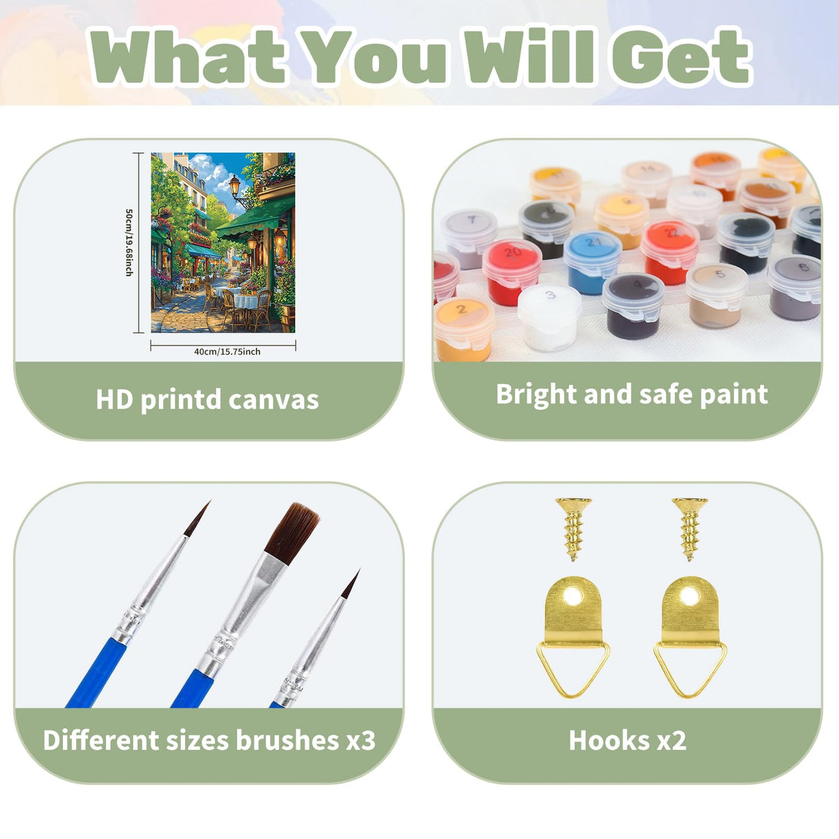 Ceiomez Paint by Numbers Kit for Adults, Street Cafe Paint by Number, Street Paint by Numbers for Adults Beginner for Gift Home Wall Decor 16x20 Inch Ceiomez