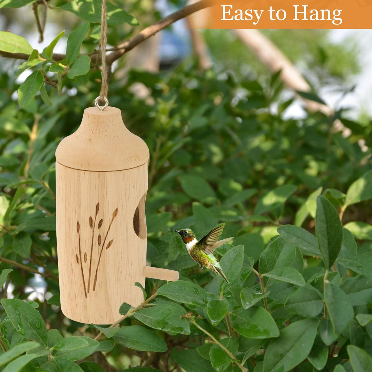 Hummingbird House - Natural Wooden Hummingbird Houses for Outside Hanging, Gardening Gifts Home Decoration 3 Packs OROGHT