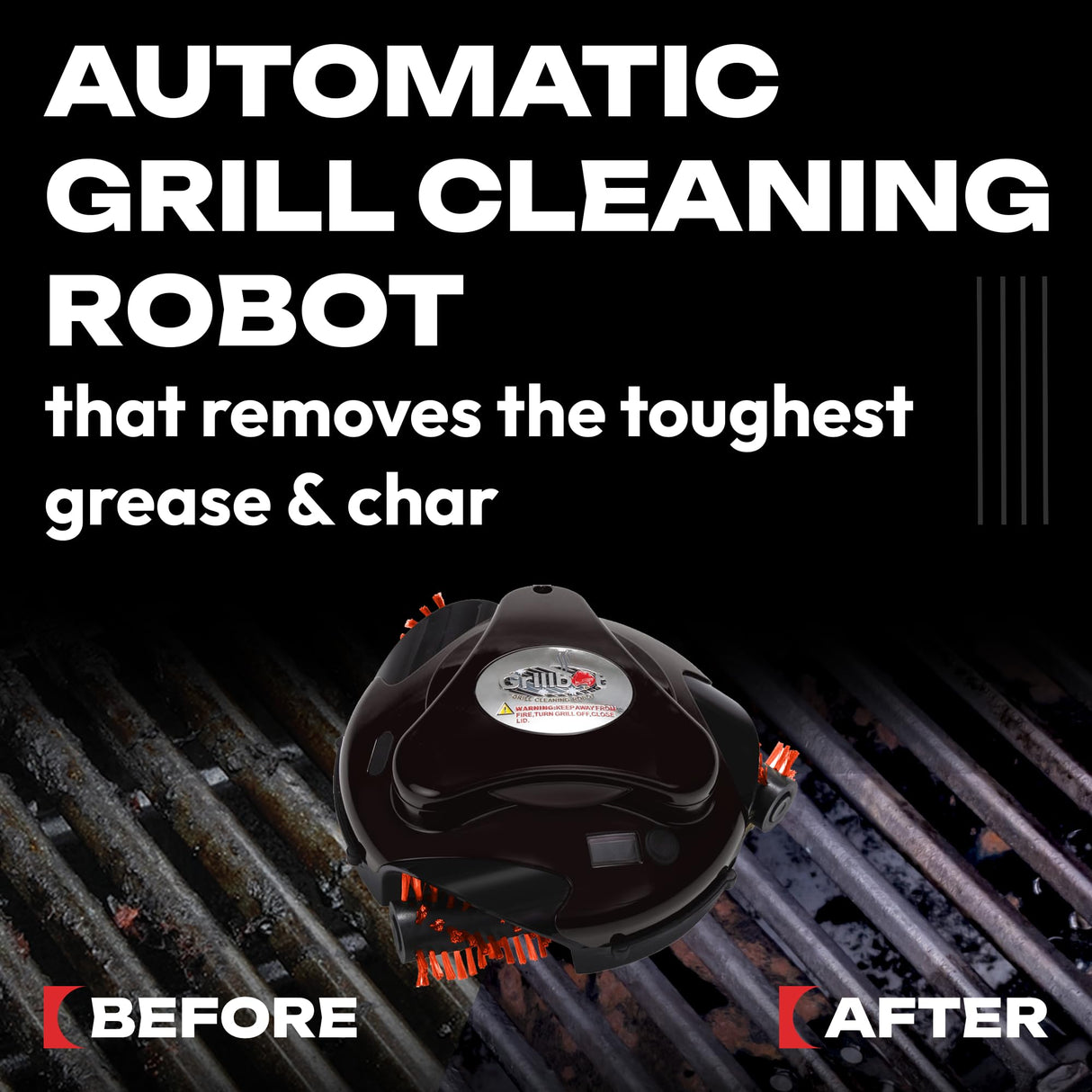 Grillbot Automatic Grill Cleaning Robot with Nylon Brushes, BBQ Grill Cleaner, Grill Brush, Grill Scraper, BBQ Accessories (Black Grillbot + Carry Case) Grillbot
