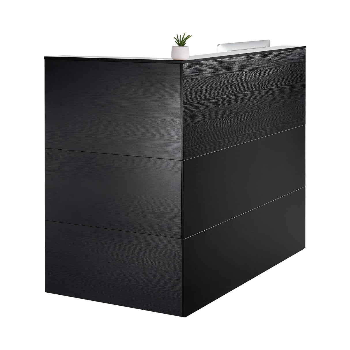 VEVOR Reception Desk, 55Inch L-Shaped Front Counter Table, Office Reception Counter with Drawer Keyboard Tray and Storage Cabinet, for Checkout, Lobby, Beauty Salon & Office, Black VEVOR