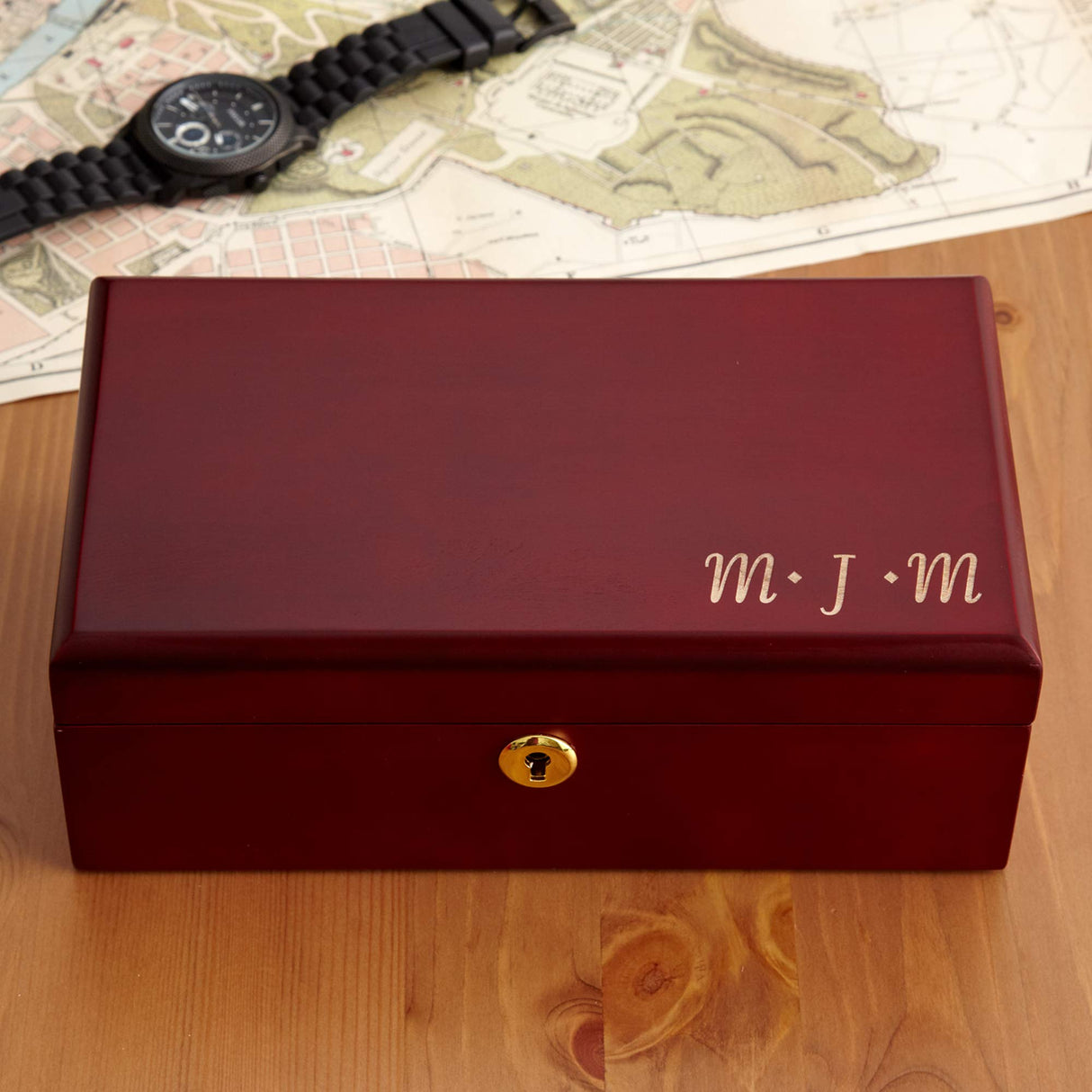 Let's Make Memories Personalized Engraved Wooden Valet - Keepsake Box - Secure Storage - For Dads and Grads - Father's Day Gift - 9" W x 5" L x 3.5" Let's Make Memories