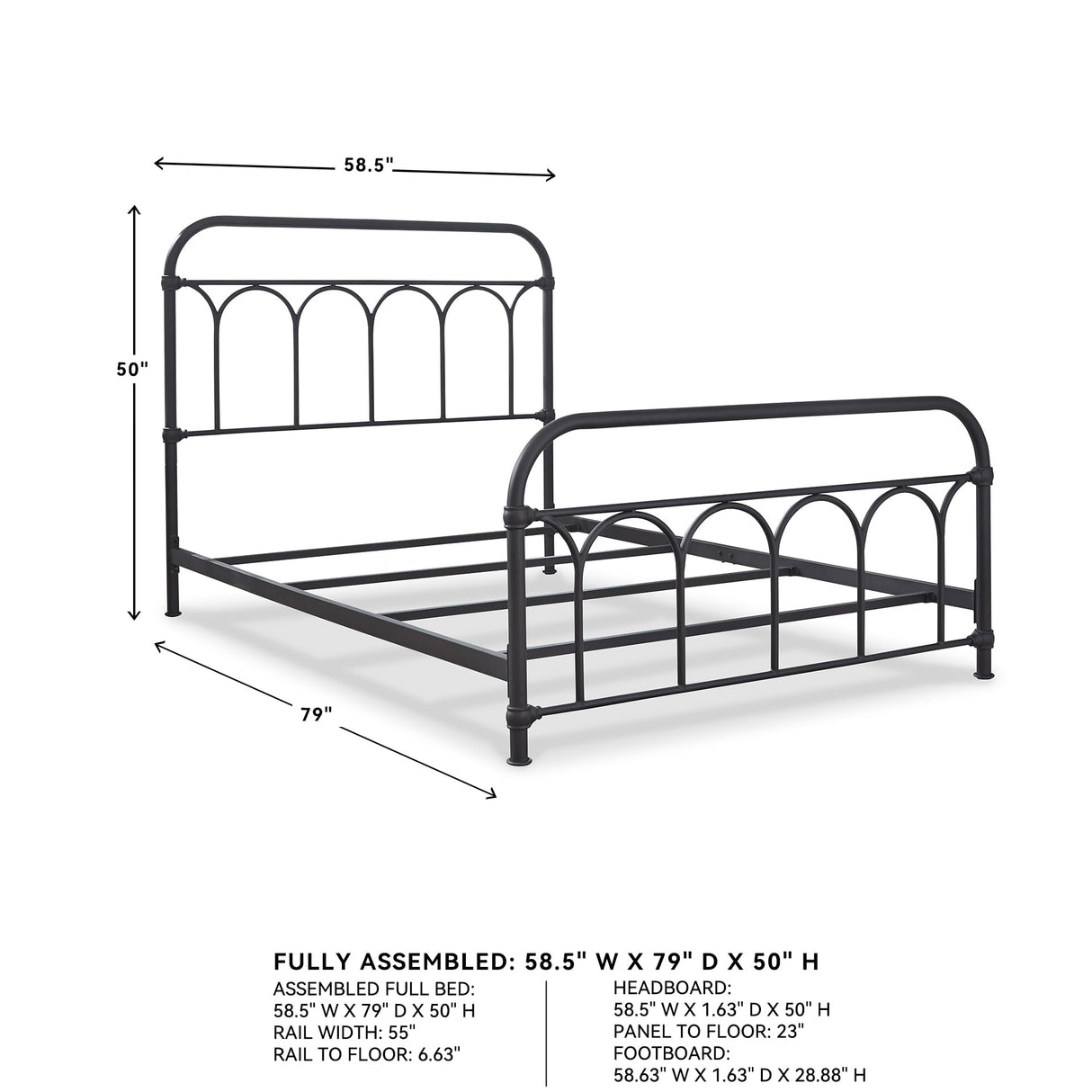 Signature Design by Ashley Nashburg Industrial Farmhouse Metal Bed, Full, Matte Black Signature Design by Ashley