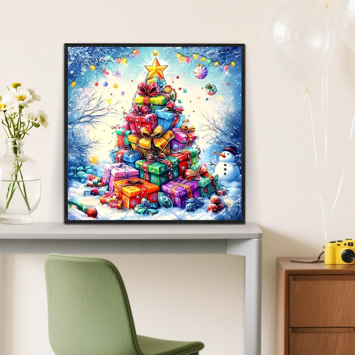 Christmas Tree Snowman Diamond Painting Kits for Adults,5D Winter Diamond Art Kits for Adults Beginners,DIY Full Round Drill Diamond Dot Painting Gem Art Kits for Adult,Home Wall Decor 13.8x13.8 Inch LKHMVCA