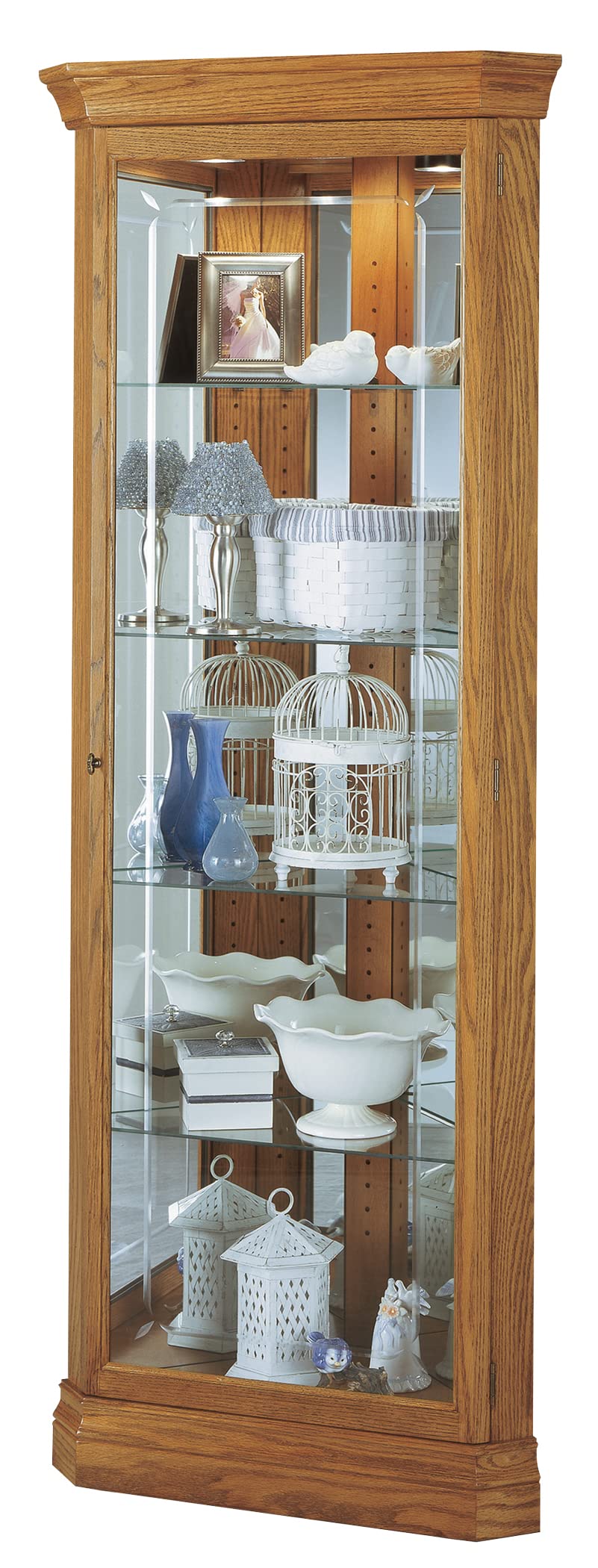 Howard Miller Hammond Curio Cabinet II, Freestanding Storage Cabinets Floor Mount, Pad Lock Metal Shelf with Golden Finish for Decorative Items, Collectibles, Living Room & Office Howard Miller