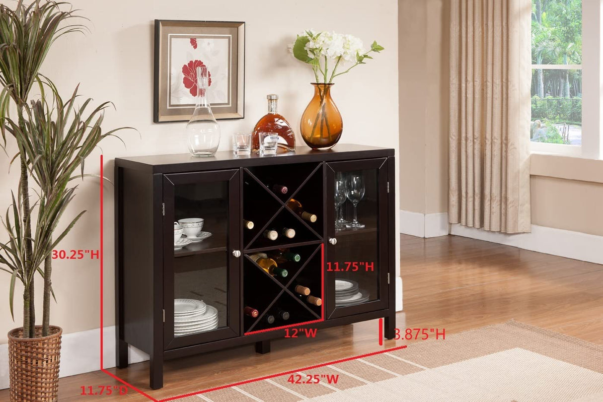 Kings Brand Furniture Wine Bar Cabinet for Liquor and Coffee Buffet, Sideboard with Storage Shelves for Dining Living Room Kitchen, Espresso Kings Brand Furniture