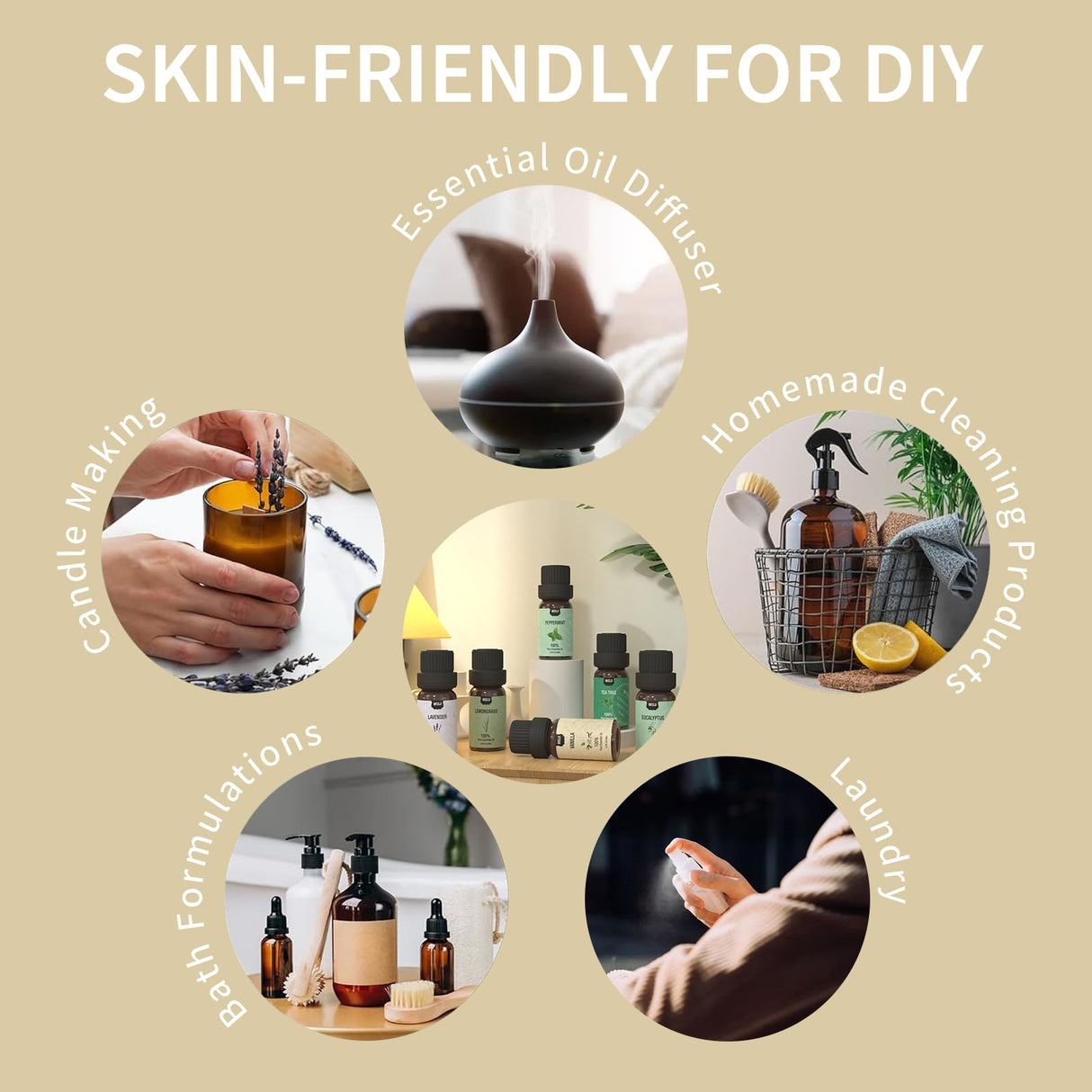 MISIJI Essential Oils Set Top 6 Aromatherapy-Essential Oils for Diffuser for Home,Air Freshening Diffuser Oils Scents for Aromatherapy,Laundry,Candle&Soap Making,Humidifiers 6 X 10ML MISIJI