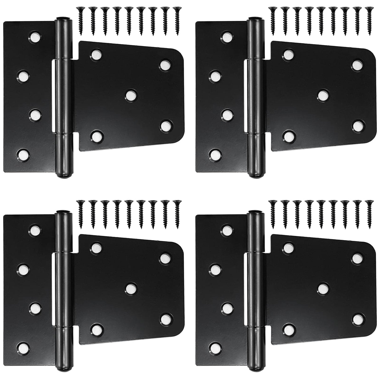 Letowe Heavy Duty Gate Hinges 4 Pack, Black Iron 3.5 Inch Door Hinges for Wood Shed Barn Door Fence Gate Swing Door (Screws Included) Letowe