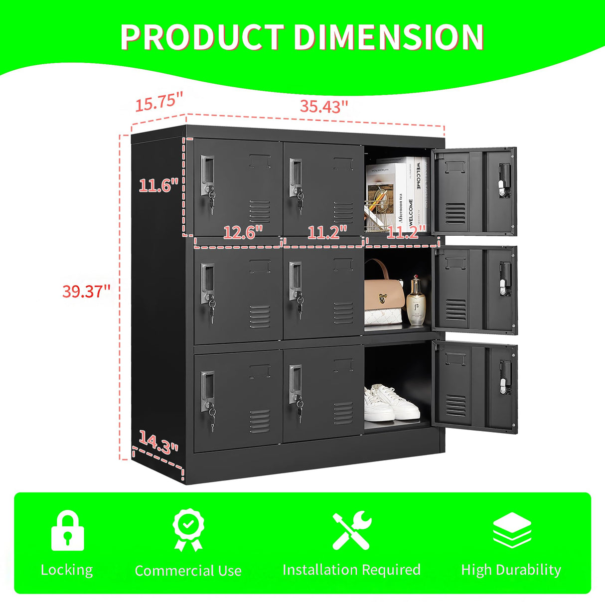 OPTYMIRA Metal Lockers for Employees 9 Doors,Office Storage Locker, Employee Steel Locker Cabinet with Lock,Staff Locker with Keys Storage Cabinet for Gym Home Office School Garage,Assembly Required OPTYMIRA