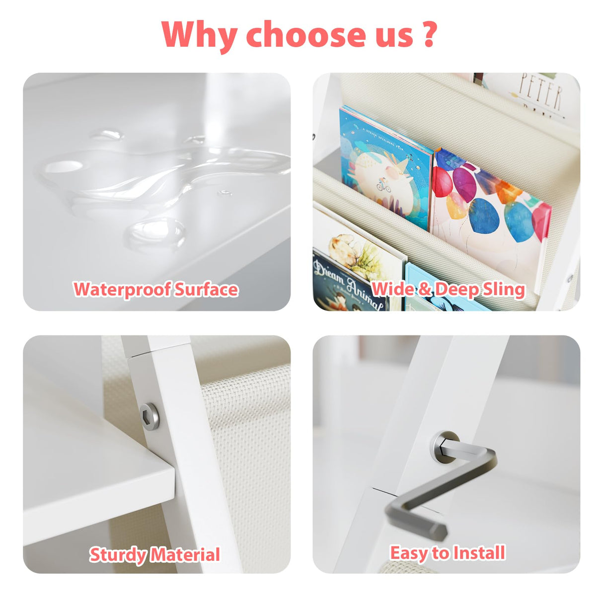 LATIBELL 3 Tier Kids Bookshelf and Toy Storage, Montessori Baby Toddler Bookshelf for Kids, Bookcase, Toy Storage Organizer, for Playroom, Bedroom, Nursery (White) LATIBELL