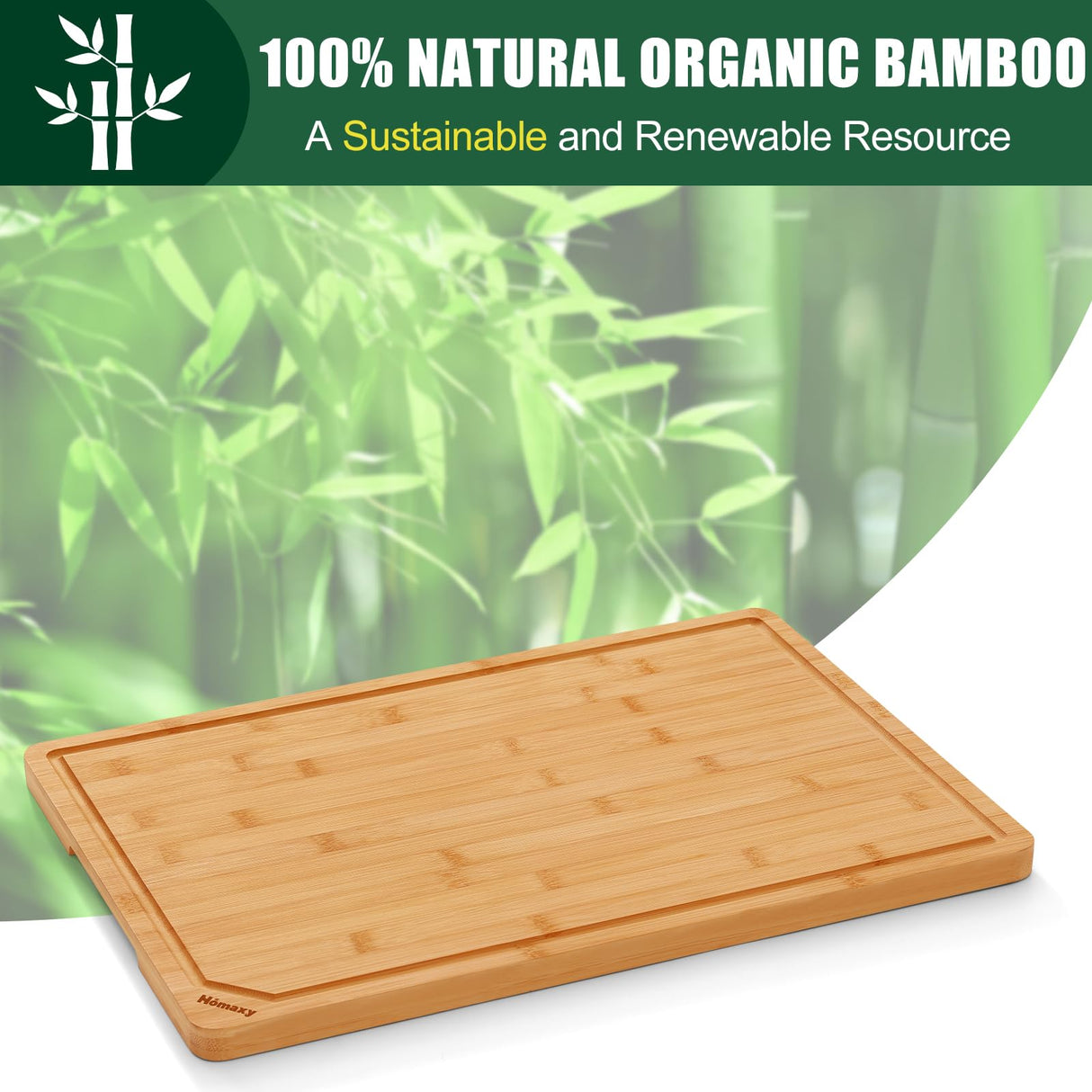 Homaxy Extra Large Organic Bamboo Cutting Boards for Kitchen, 20"x14" Wooden 2XL Cutting Board with Juice Groove and Handles, Charcuterie Butcher Block Wood Serving & Chopping Board - Pre Oiled Homaxy