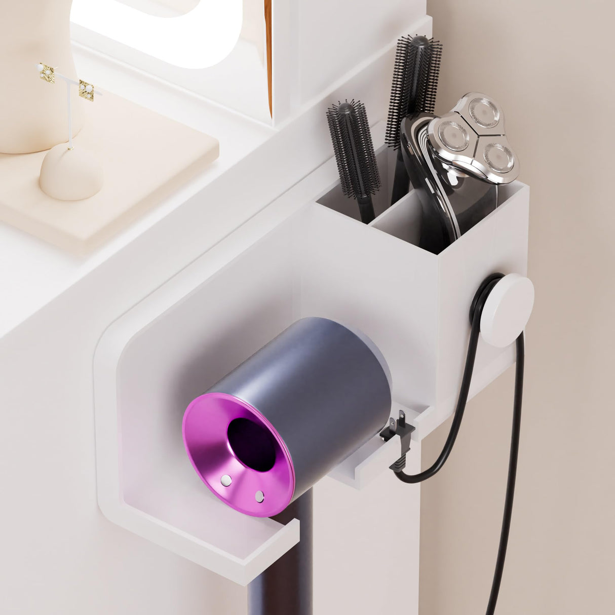 Vanity Desk with Large LED Mirror, Large Vanity Table with Charging Station, Makeup Vanity Desk with Drawers for Bedroom Dressing Room, Women Girls (White) Wanttii