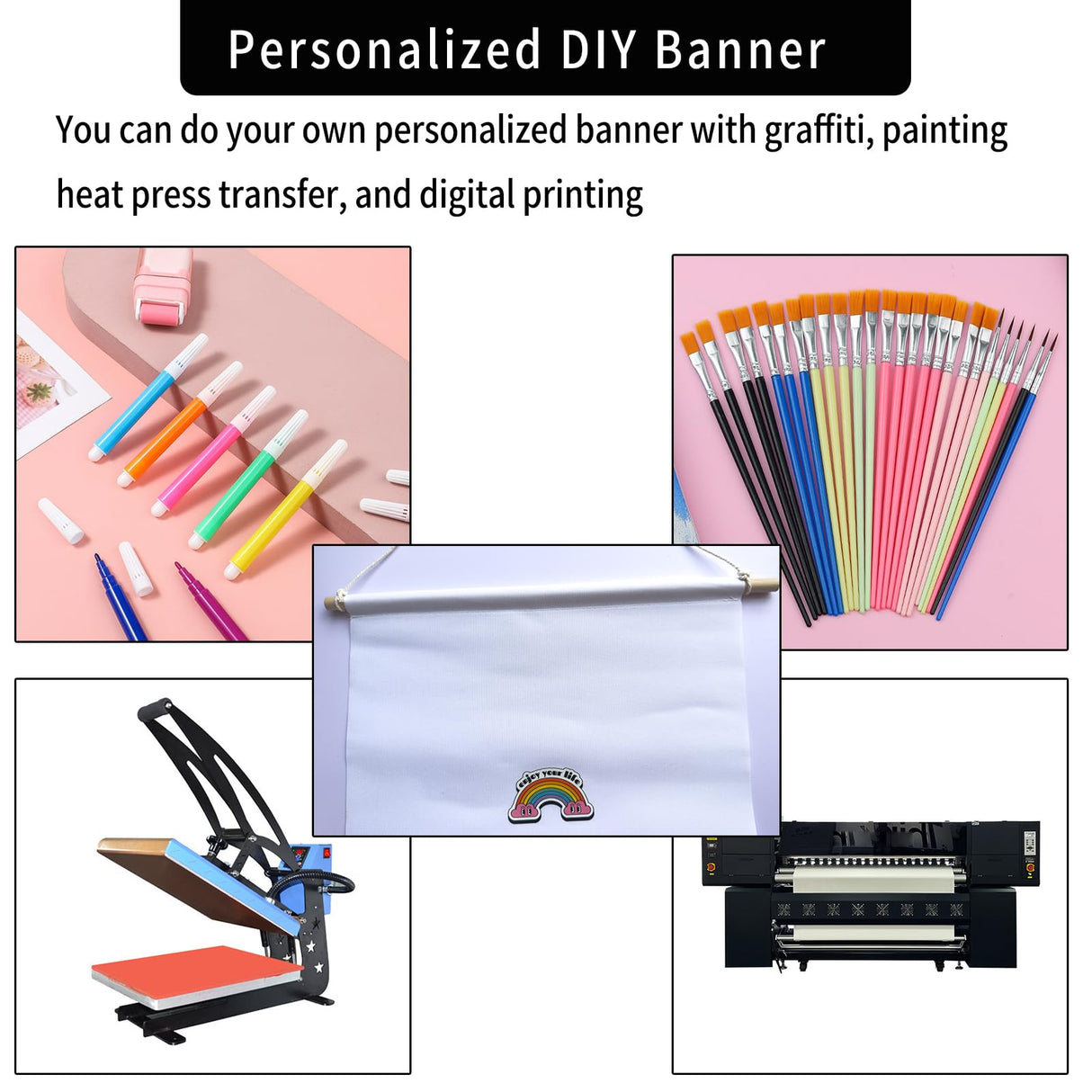 Wall Hanging Canvas Banners, 5 Pack Sublimation Blank Fabric Pennant Flag Plain Wall Decor Display for Play Room Sign, Boy & Girl Bedroom, Pin Organizer Wall Banner for Enamel Lapel Badge Collection HeKimLee