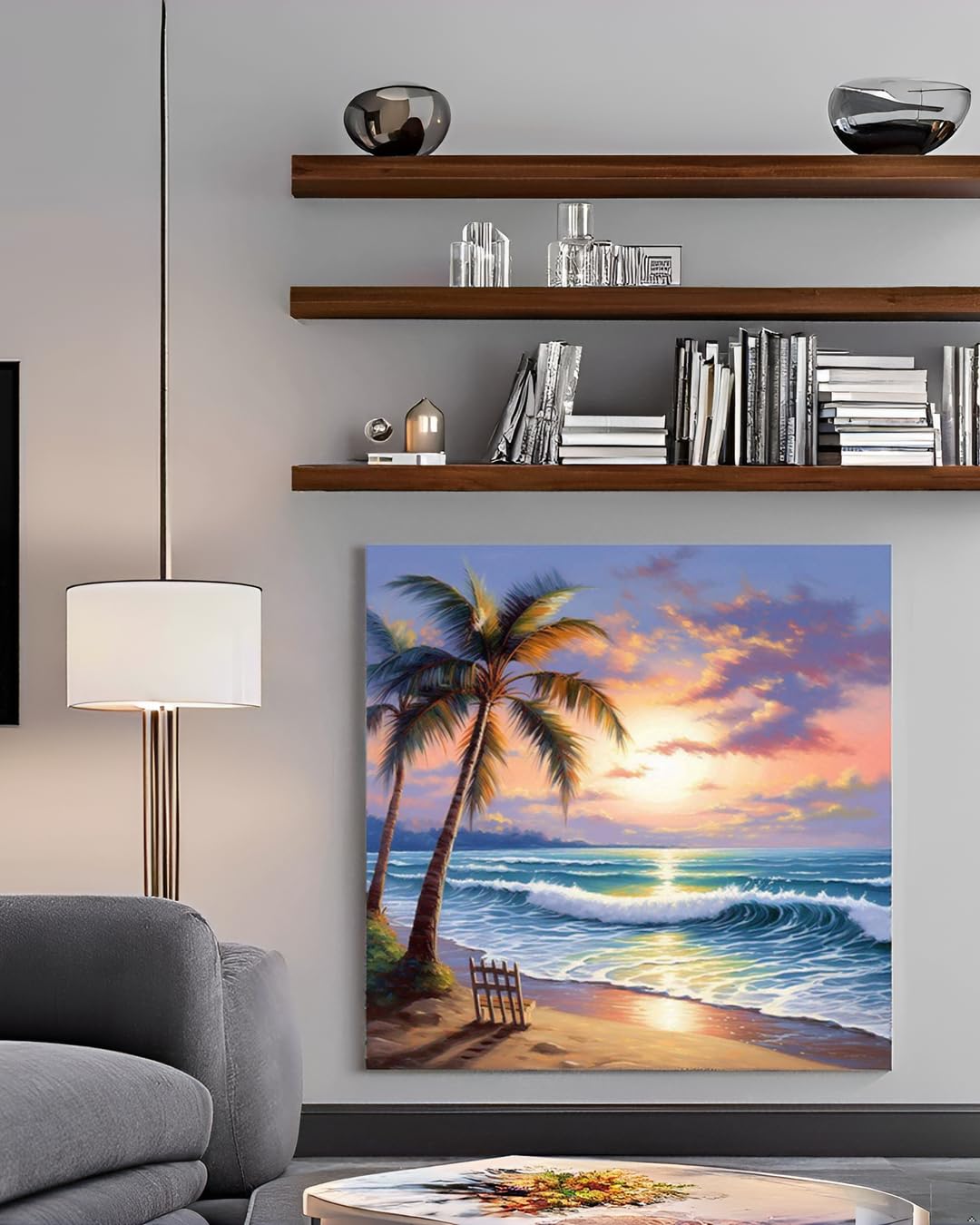 eovv 5D Coconut Tree Beach Sunset Scenic Diamond Art Painting Kit for Adults, DIY Full Drill Crystal Rhinestone Arts and Crafts (12x12in) eovv