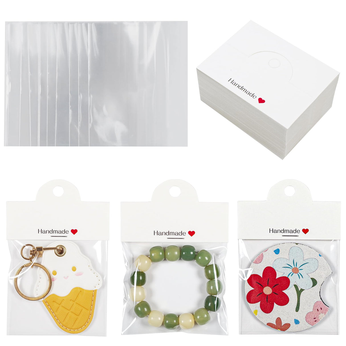 Vcekract 100Pcs Packaging for Small Business, Small Business Packaging Supplies for Bracelet, Car Coaster, Keychain, Jewelry, Display Cards for Selling, 3.14''×3.14'' Vcekract