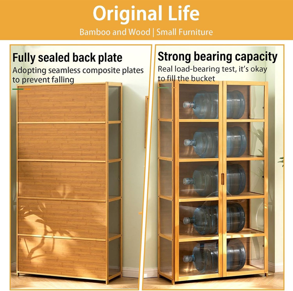 iusyugh Display Cabinet with Acrylic Glass Doors, 5-Tier Curio Cabinet, Collectibles Toy Organizers Rack & Display Shelf, High Display Case for Home, Office, Playroom, Living Room iusyugh