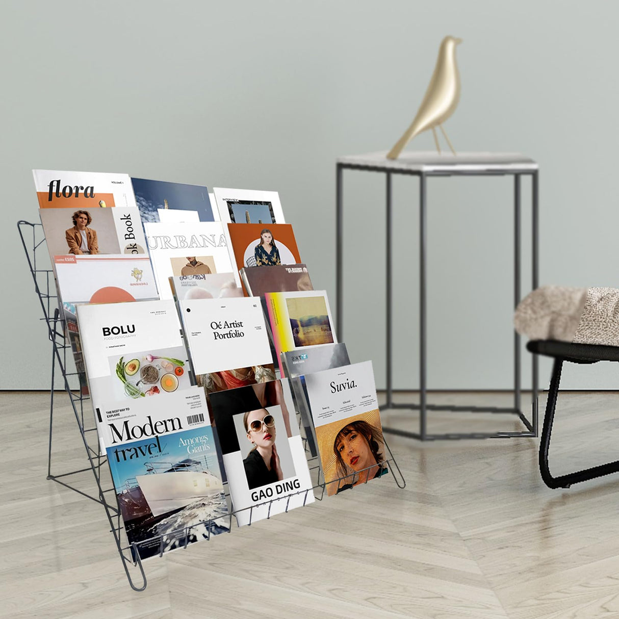 NEESEEYEE 6 Tier Wire Magazine Rack - Comic Book Rack Wide Wire Tabletop Display Rack for Exhibitions Office Table Top Book Brochure Literature Comic Greeting Card Shelf Holder Stand NEESEEYEE