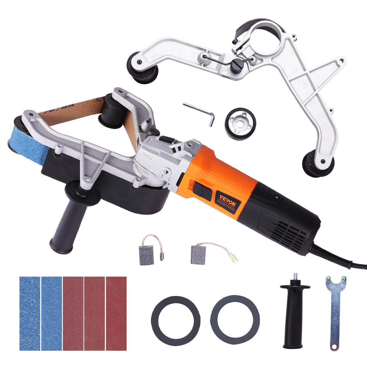 VEVOR Pipe Tube Polisher Sander, 1000W Pipe Belt Sander with 6 Variable Speeds 1100-3200rpm, Professional Belt Sander Grinding Machine with 50PCS VEVOR