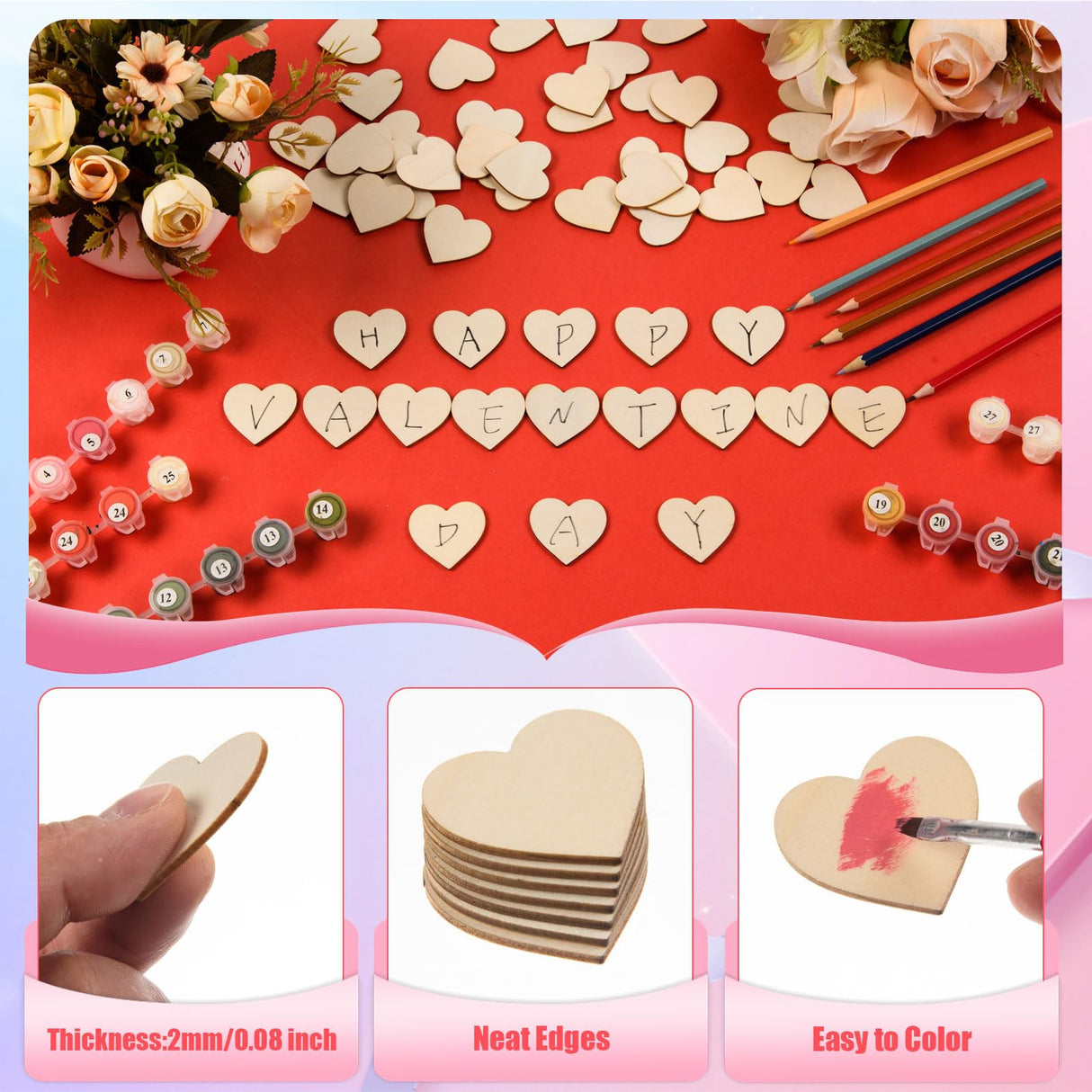AWIZOM 120 Pcs 1.5 Inch Small Wooden Hearts for Crafts Unfinished Wood Hearts Cutouts Blank Wood Hearts Slices Embellishments for DIY Crafts, Guest Book, Valentine's Day, Wedding, Mother's Day Decor AWIZOM