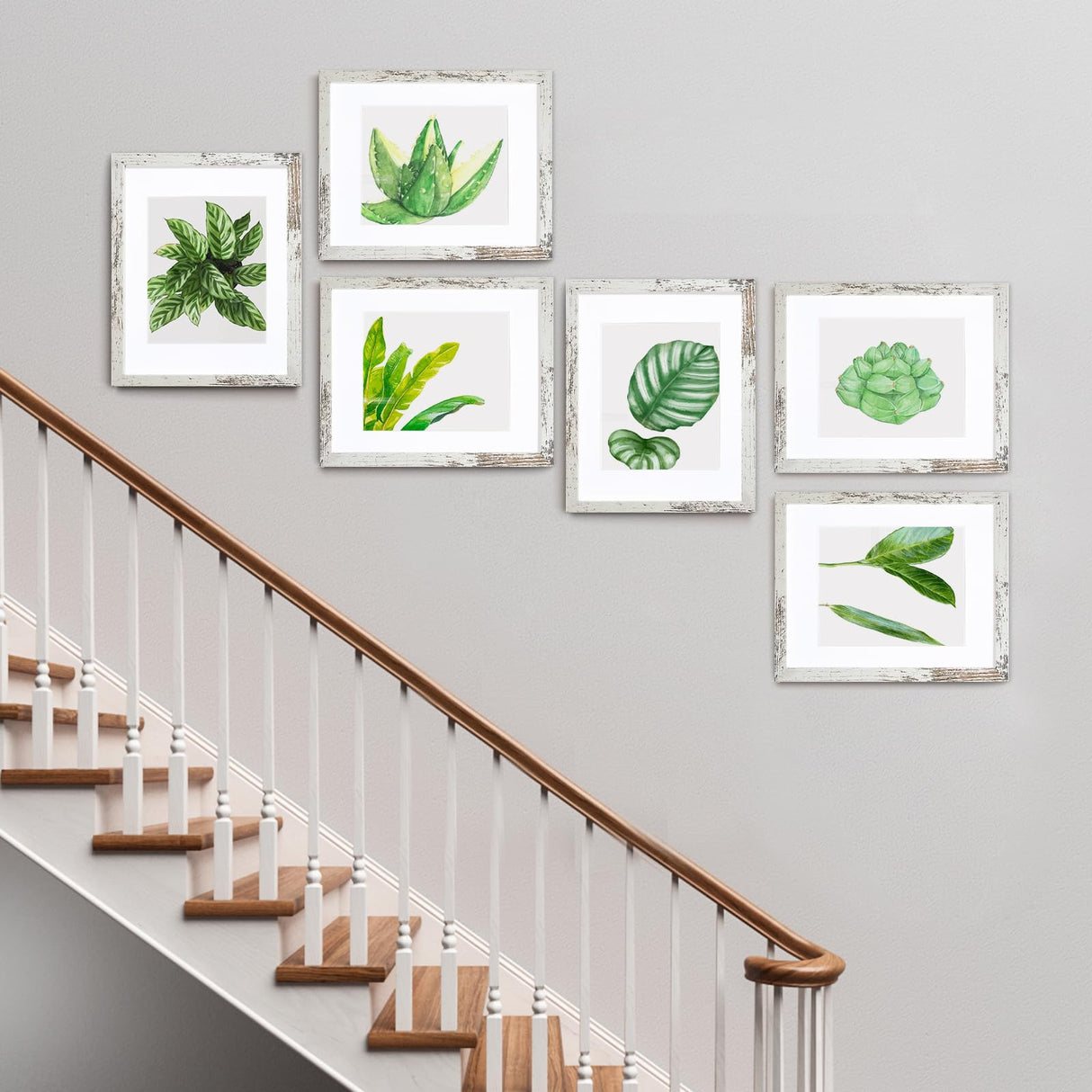 SESEAT 11x14 Picture Frame, Display Pictures 8x10 With mat or 11x14 Prints Without Mat, Wall Mounting, Distressed White, 6PCS SESEAT