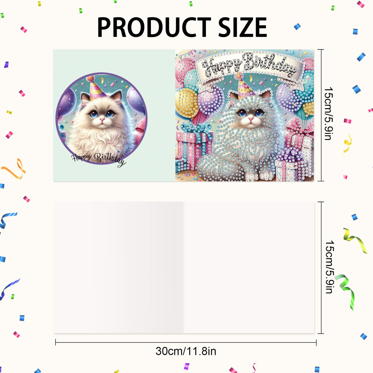 6-Pack Pets Birthday Diamond Painting Greeting Card Kits, Special Shaped Diamonds Painting, DIY Handcraft for Relatives and Friends with Wishes,Unique Design Crafting for Birthday Cards Focart