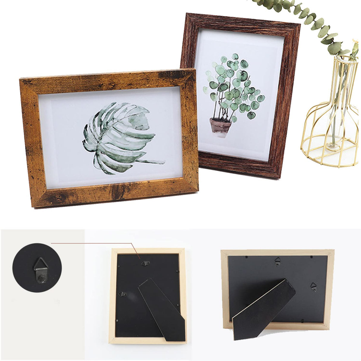 Picture Frame Set 10 pack, Farmhouse Photo Frames, Gallery Wall Frame Collage, with Two 8x10, Four 5x7, Four 4x6 Photo Frame set, in 3 Different Finishes Picture Frames For Wall or Desk,Rustic Brown xnlkros