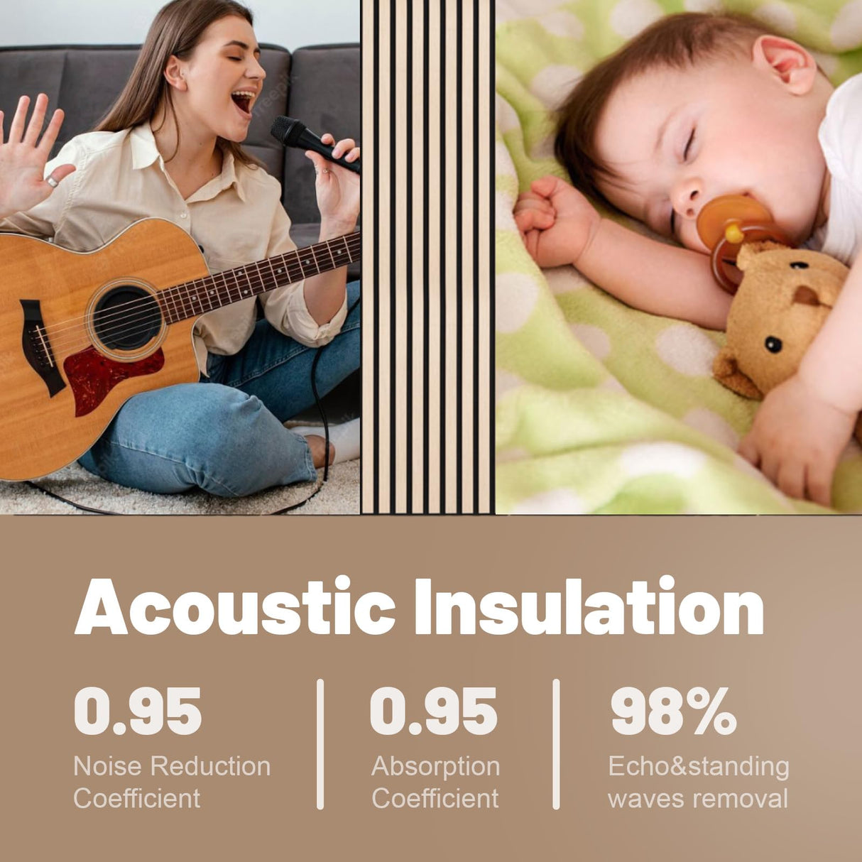 JUWEI DIRECT Wood Slat Acoustic Panels – 3D Textured Wall Panels for Noise Reduction & Modern Decor, Soundproof Panels for Bedroom, Office & Home Theater (13# Classic Oak1, 47.2 x 23.6 x 0.7 inches) JUWEI DIRECT