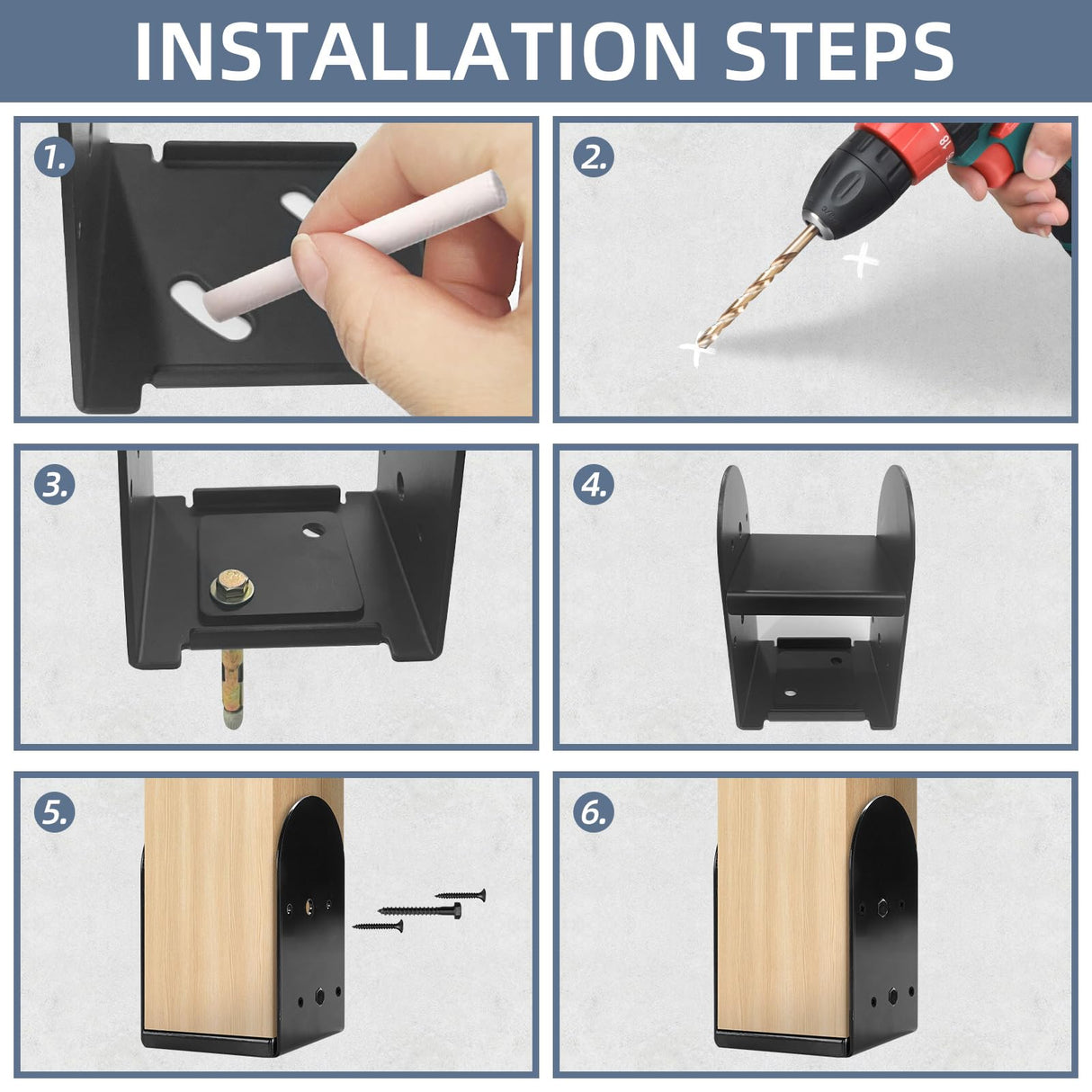 Rasugarlary 4"x 4" Post Base, 4Pcs Post Anchor Base (Internal 3.5 x 3.5") Adjustable 201 Steel Post Bracket for Wood Post Pavilion Deck Porch Handrail Railing Support Decorate Rasugarlary