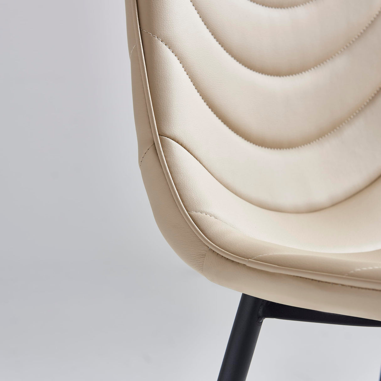 Anchorhome Modern 5-Piece 35.4" Round Glass Dining Room Table Set with Faux Leather Chairs for 4 Person - Space-Saving Kitchen Furniture for Small Apartments (5-PIECE(Beige)) Anchorhome