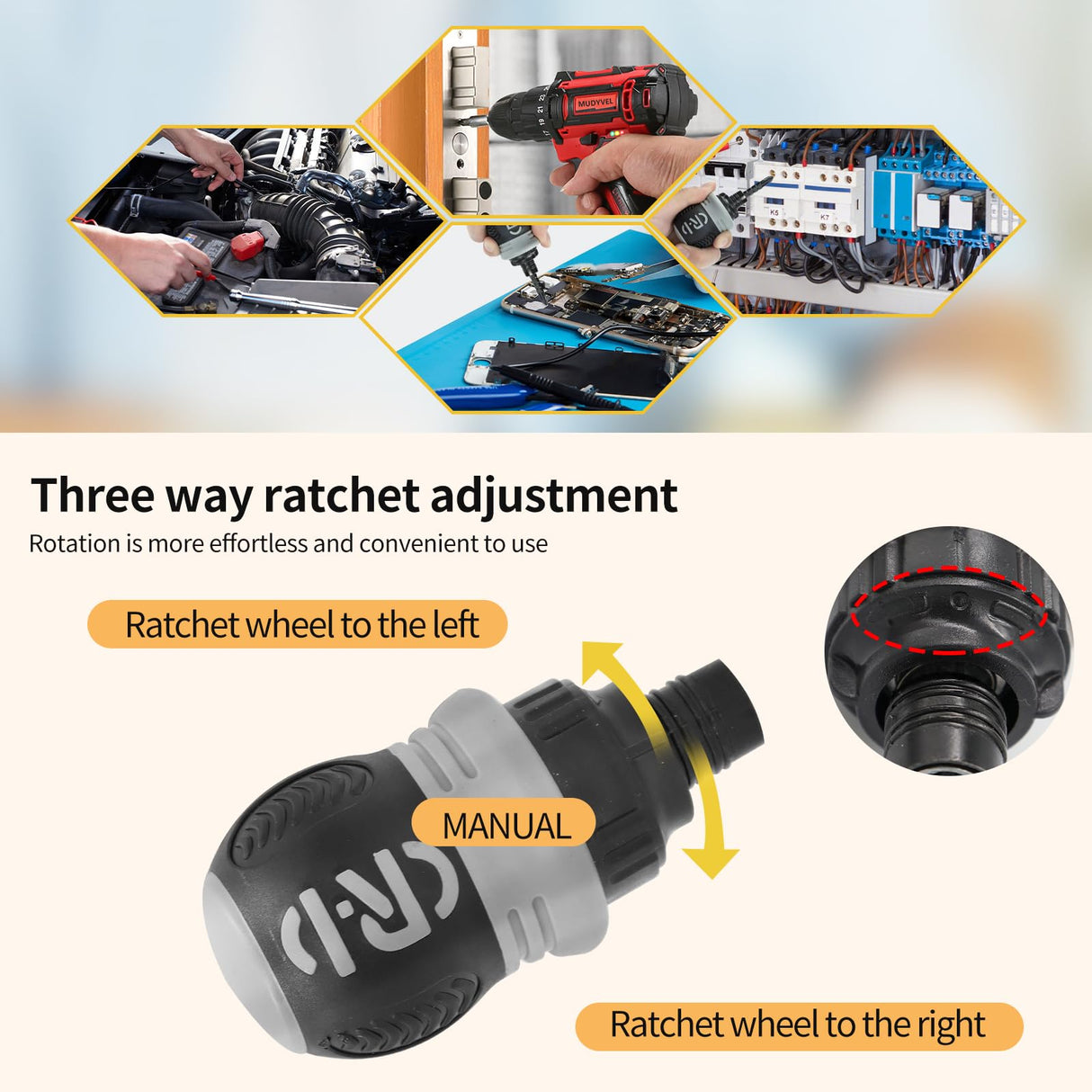 hyhenlil 26-in-1 Ratcheting Multi-Functional Double-Head Screwdriver with Storage Box, Stubby Repair Tool, Multi-Purpose Installation Tool, Removable/Adjustable/Reversible/Switchable/Portable hyhenlil