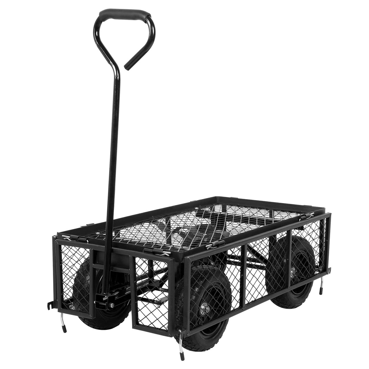 BILT HARD 400 lbs 10" Flat Free Tires Steel Garden Cart with 180° Rotating Handle and Removable Sides, 4 Cu.Ft Capacity Utility Heavy Duty Garden Carts and Wagons BILT HARD