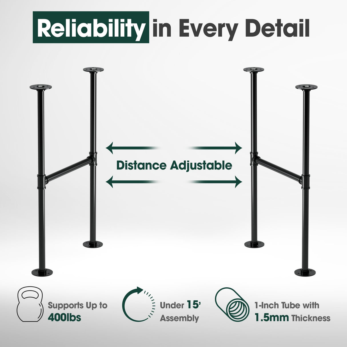 Yes4All Metal Table Legs 30 inch Height, Industrial Pipe Metal Table Legs, Desk Legs for Dining Table, Desk, Set of 2 Yes4All