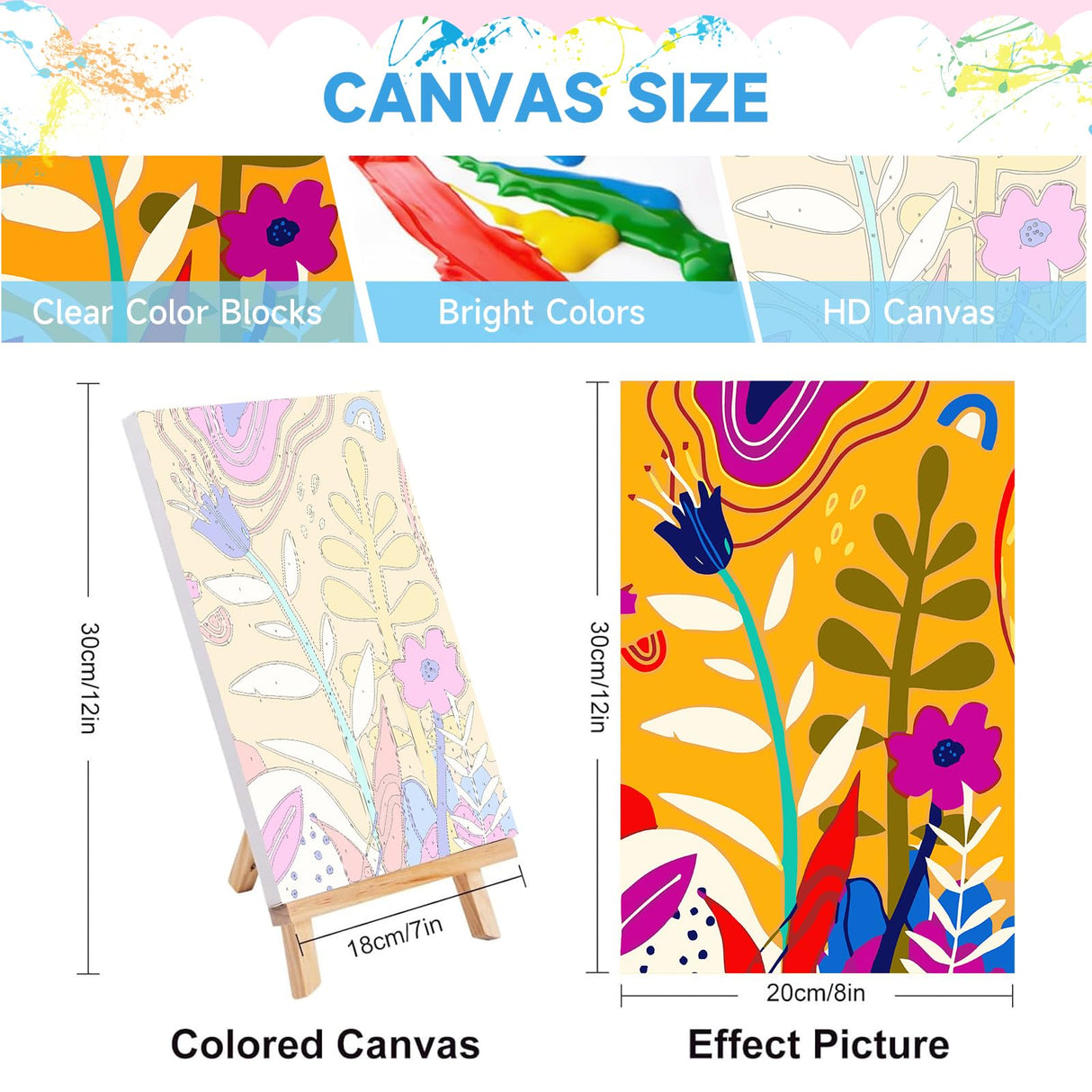 JULOUYN 4 Pack Paint by Numbers Kit for Adults with Framed, Landscape Easy Flowers Paint by Number Kits On Canvas with Wooden Easel, Painting by Numbers for Beginner Gift Home Decor 8x12 in JULOUYN