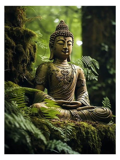 Reofrey DIY Diamond Art Painting Kits for Adults Buddha Statue, Buddha Full Drill Round Rhinestone Diamond Art Painting Accessories, Cross Stitch Embroidery Canvas for Crafts Home Decor 30x40cm