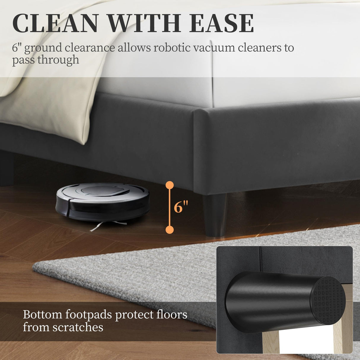 Yaheetech Queen Bed Frame Upholstered Platform Bed with Wing Side/Wooden Slat Support/Tufted Headboard with Wing Side/Mattress Foundation/No Box Spring Needed,Dark Gray Queen Bed Yaheetech