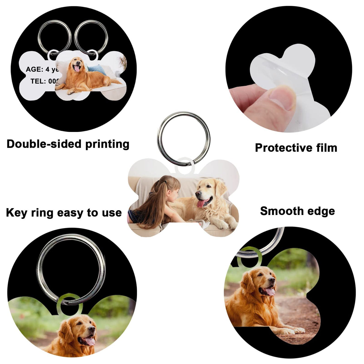 50 Pcs Sublimation Blank Dog Tags Bone Shaped DIY Double Sided Aluminum Dog ID Tags Bone Shaped Pet Name Tags Dog Collar Tags with Dogs and Cats GEKIXUTP
