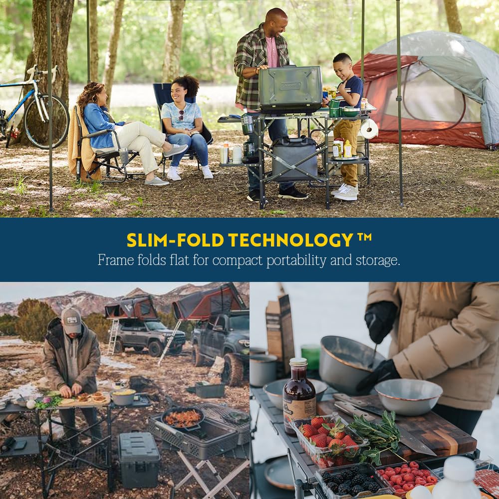 GCI OUTDOOR Slim-Fold Cook Station | Portable Folding Kitchen Table with a Heat Resistant Tabletop, 4 Side Tables & Storage Rack, Perfect for Picnics & Camping Trips GCI Outdoor