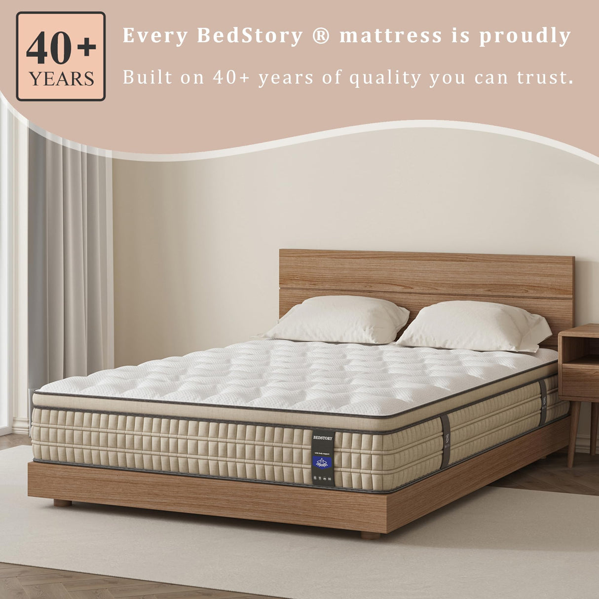 BedStory King Mattress 14 inch - Plush Hybrid Mattress in a Box for Extra Lumbar Support, 365-Night Trial, Soft Deep Sleep Spring Mattress Motion-Isolation, Fiberglass Free Bed, CertiPUR-US Certified BedStory