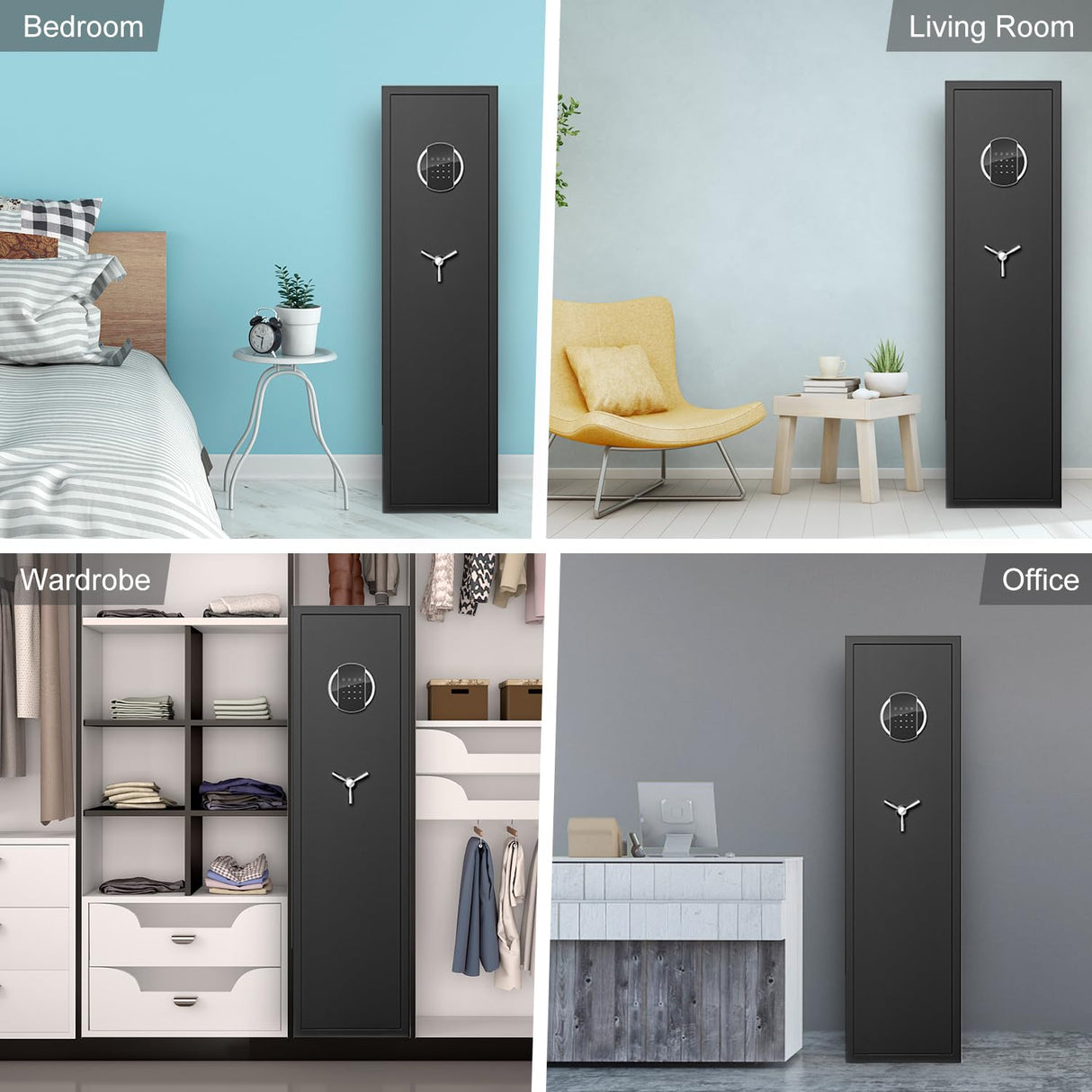 Silkight 3-5 Fireproof Gun Safe, Quick Access Digital Rifle Gun Safes for Home Rifle and Pistols, Long Gun Safes for Rifles and Shotguns with Touchscreen Pad, Mute Function, Dual Alarm & Metal Box silkight