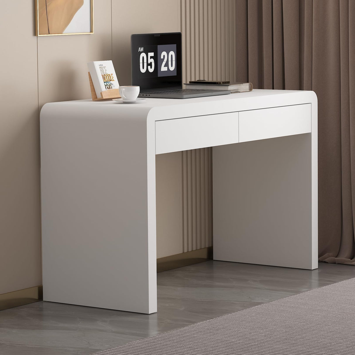 Dongge White Computer and Gaming Desk with Drawers.Home Office desks for Bedroom.Wooden Kids' Writing Table.Three-Layer Lacquered Thick Wooden Board Work Desk That can be Used as a Vanity(Z-101) Dongge