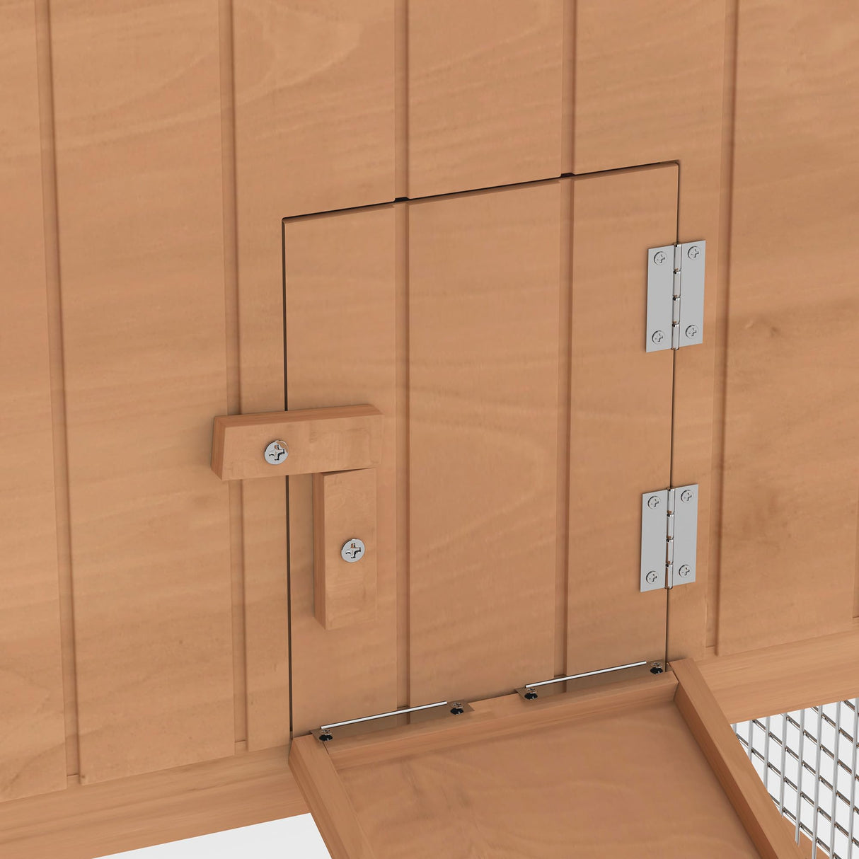 PawHut Rabbit Hutch 2-Story Bunny Cage, Guinea Pig Cage, Small Animal House with Slide Out Tray, for Indoor Outdoor, 61.5" x 23" x 27", Natural PawHut