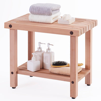 bingaai Cedar Wood Shower Bench 22" - Strong, Soft, Insulating, and Elegant Bathroom Bench for Comfortable Showers and Storage, Cedar Sauna Bench, Perfect for Spa, Patio & Garden Use