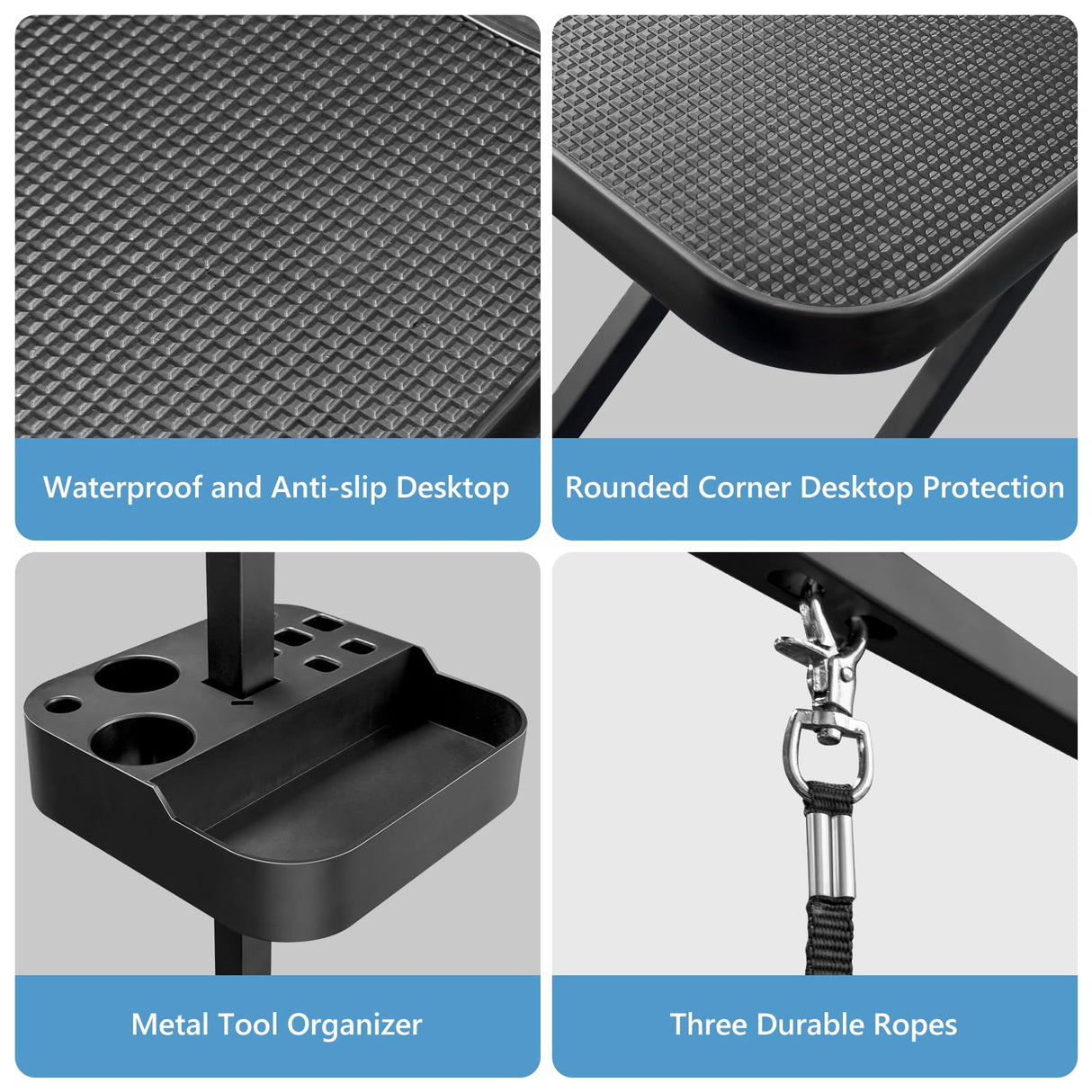 ROOMTEC 47 Inch Dog Grooming Table,Adjustable Height Pet Grooming Table,with Tool Organizer, Anti Slip Tabletop,Easy to Move ROOMTEC