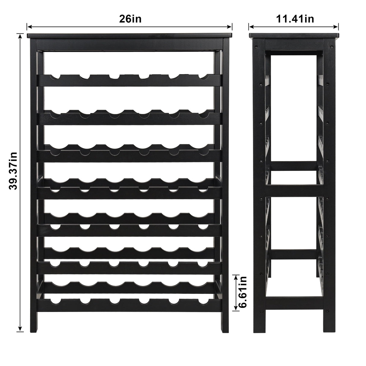 VASMIA 42 Bottles Bamboo Wine Rack,7-Tier Wine Rack Freestanding Floor with Table Top, Wine Storage Shelf for Kitchen Dining Room Bar,Black VASMIA