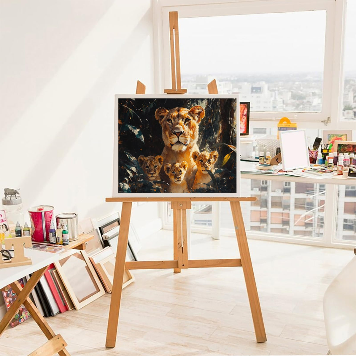 XTXGERL DIY Paint by Numbers for Adults Beginner, Lions, Adult Crafts Adults' Paint-by-Number Kits, Room Decor Gift (16x20 inch, No Frame) XTXGERL