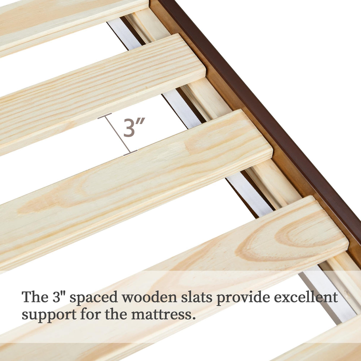 Yaheetech Queen Solid Pine Wood Platform Bed Frame with Supportive Slats and Headboard Compatibility Yaheetech