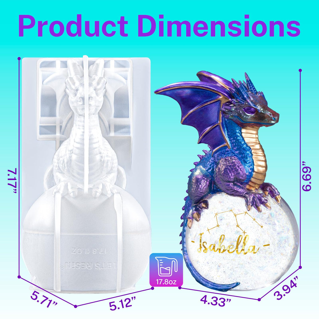 LET'S RESIN Dragon Resin Molds, Dragon Figurines Epoxy Resin Molds with Egg Base, 3D Animal Silicone Molds for Resin Crafts, DIY Home Desk Decor & Gifts LET'S RESIN
