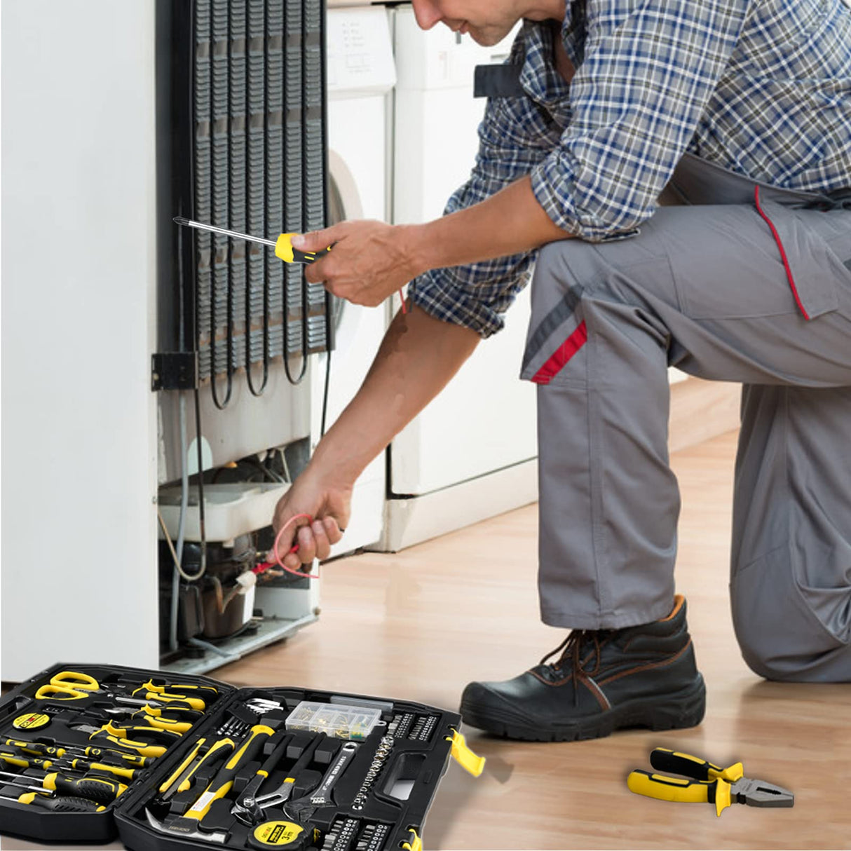 DOWELL Tool Kit Household Tool Set 185-Piece General Hand Tool Kit with Toolbox Storage Case for Father‘s Day Gifts DOWELL